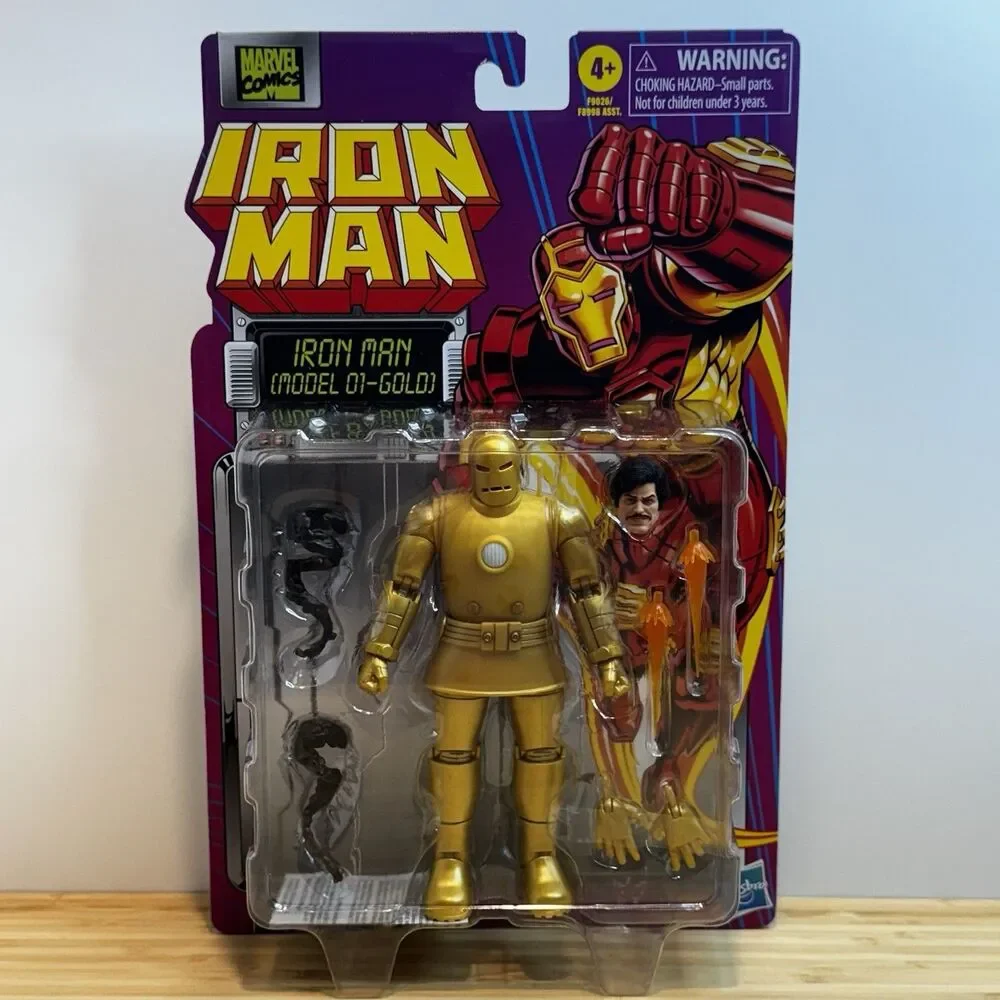 Marvel Legends Iron Man Model 01 Gold Retro Card 6” Action Figure Hasbro MOC